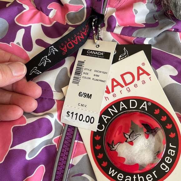 NWT Canada Weather Gear Snow Suit Hooded Kids 6/9MPurple Pink  Waterproof Warm - Picture 2 of 16